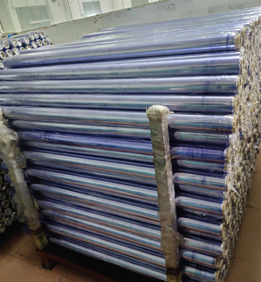 50PHR PVC Film Roll Transparent Packing 2.45m Light Blue 40CM Width