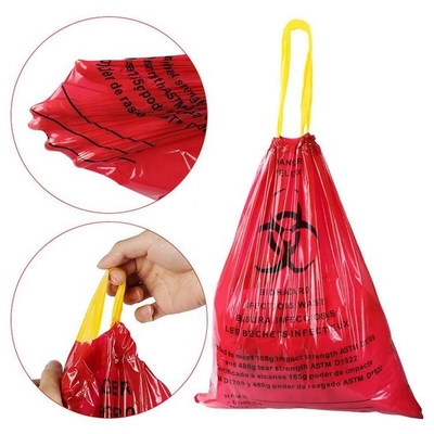 LDPE Medical Autoclavable Biohazard Bag Transparent Red Clinical Waste Bags