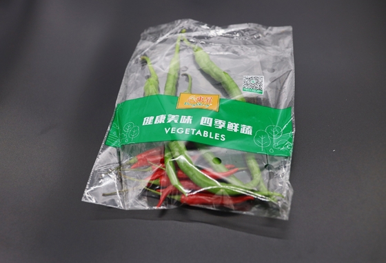 Food Grade Organic Fruit And Vegetable Packaging Bag Pe Flat Mouth Packaging Bag Perforated